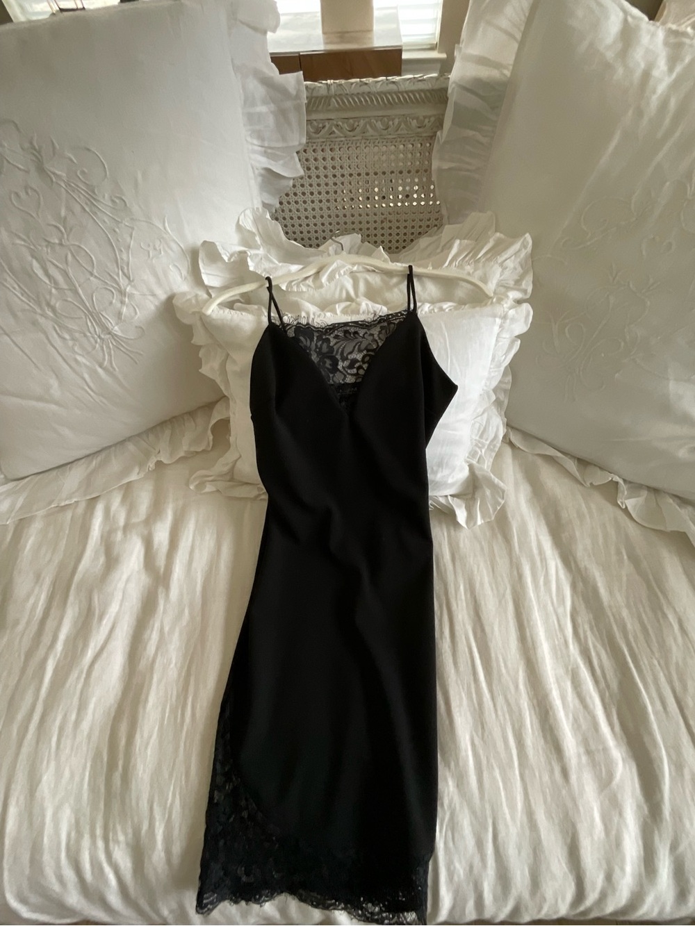 Kimcine Black Lace-Trim Slip Dress - Women's